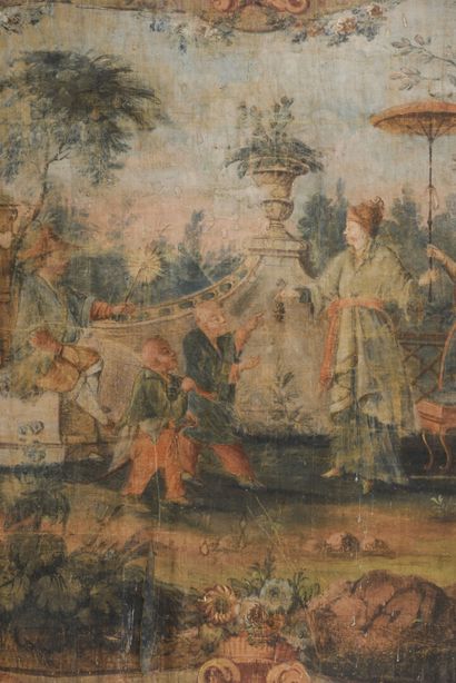 null Ecole française 18ème siècle 

La visite du mandarin dans un paysage de pagode...