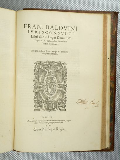 null BAUDOIN (François) : Fran. Balduini iurisconsulti Commentarii in libros quatuor...