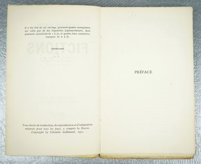 null BORGES (Jorge Luis) : Fictions. La Croix du Sud, Paris, NRF Gallimard, 1951....