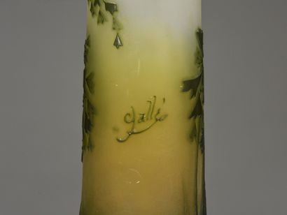null Émile GALLÉ (1904-1936) 

Vase de forme cylindrique à base aplatie en verre...