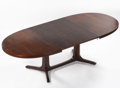null BAUMANN (XX ème)

Table à plateau ovale à large bandeau en placage de pin teinté...