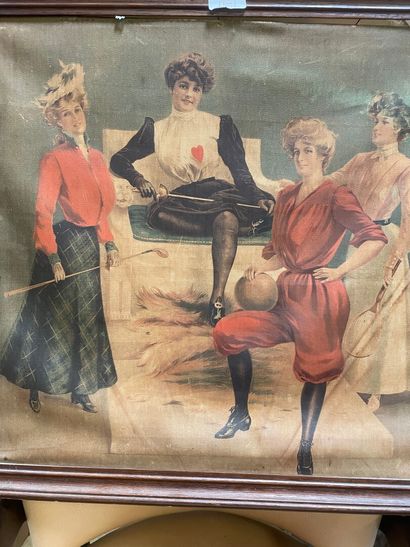 Femmes en tenues de sport vers 1900 
Chromolithographie...