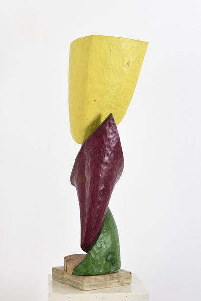  Vincent GONZALEZ (1928-2019) 
Carved oak flower, 
H : 60 cm
