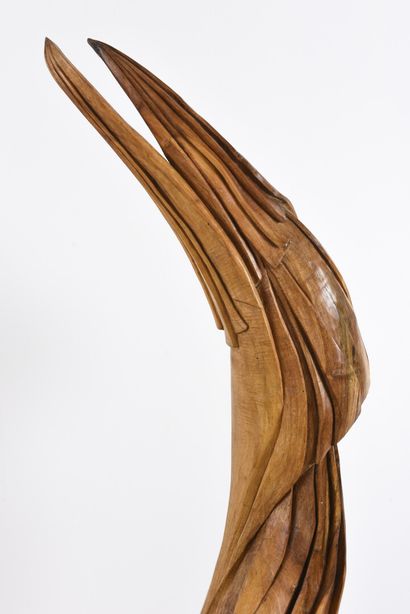null Vincent GONZALEZ (1928-2019)

The New Angel, 

Carved oak subject, 

Monogrammed...