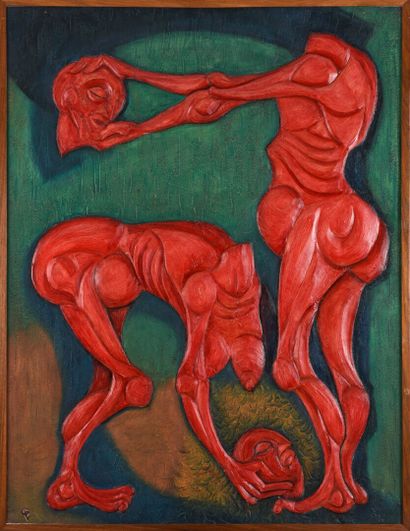 null Vincent GONZALEZ (1928-2019)

Hell song XXVIII,

Polychrome carved wood, 

Signed,...
