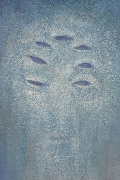  Vincent GONZALEZ (1928-2019) 
Blue composition, 
Oil on canvas, 
Monogrammed, signed...