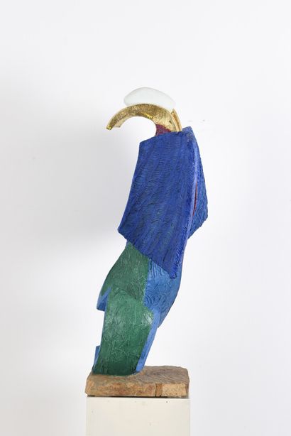  Vincent GONZALEZ (1928-2019) 
Stylized bird in polychrome and gilded wood, 
H :...