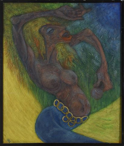  Vincent GONZALEZ (1928-2019) 
Vogel n°111 
Oil on panel, 
Monogrammed lower left,...