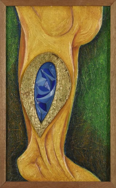  Vincent GONZALEZ (1928-2019) 
The thigh of Jupiter, 
Relief in polychrome carved...