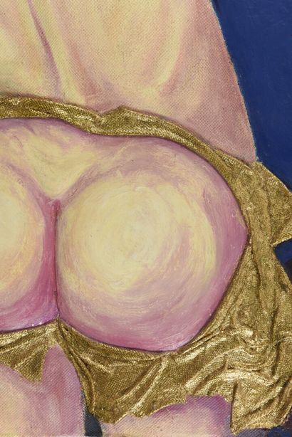  Vincent GONZALEZ (1928-2019) 
The skin of the buttocks, 
Oil on carved wood panel...