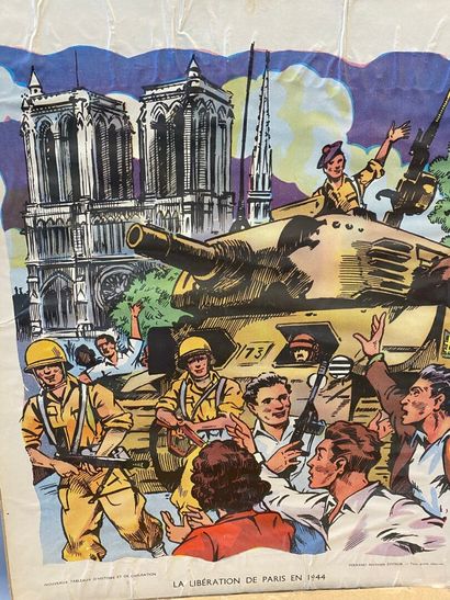 null Fernanrd NATHAN, 5 supports illustrés à l'histoire de France et une affiche...
