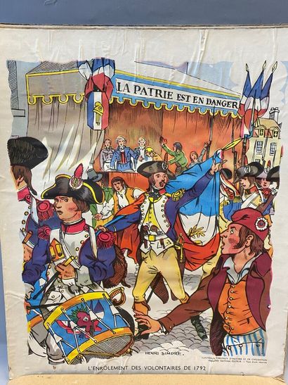 null Fernanrd NATHAN, 5 supports illustrés à l'histoire de France et une affiche...