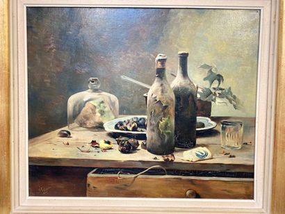 null CF d'après Chrétien

 nature morte

 Huile sur toile

Signée en bas à gauche

54...