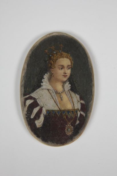 null Miniature florentine sur ivoire 

Portrait de femme 

L. 7,5 cm