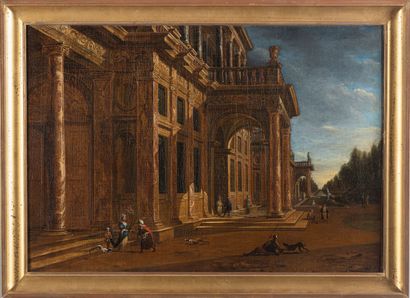 null Jacobus Balthasar PEETERS (1650-1730)

Promeneurs devant un palais 

Huile sur...
