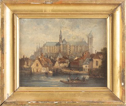 null Ecole française du 19ème siècle

Vue d'une cathédrale 

Huile sur toile 

26...