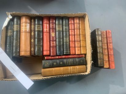 null [Littérature]. Ensemble de 18 volumes reliés demi-cuir dont Pierre Loti, Lamartine,...