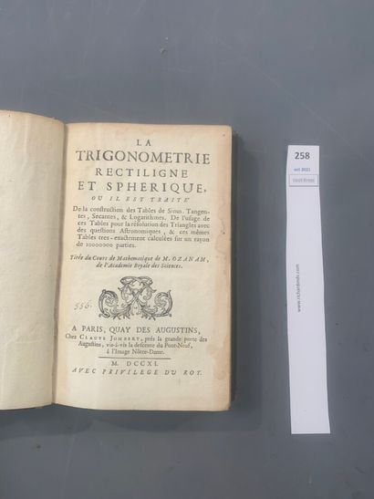 null [Mathématiques]. OZANAM. La trigonométrie rectiligne et sphérique. Volume in-8...
