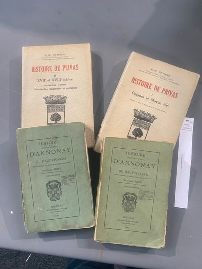 null [Ardèche]. Un ensemble de 4 volumes : Histoire de Privas par Elie Reynier et...