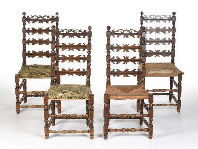 null Suite de Quatre de chaises à haut dossier de style 17ème siècle