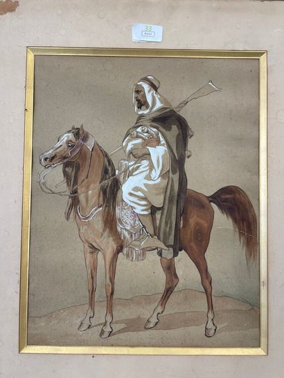 Cavalier arabe 
Aquarelle 
35 x 23 cm 
D...