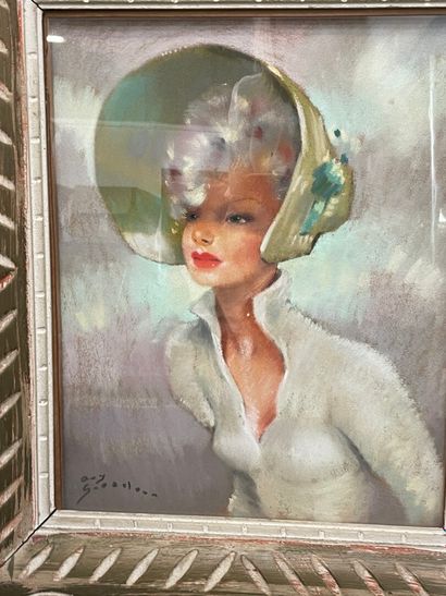 null Guy SERRADOUR (1922-2007)

La jolie blonde au chapeau

Pastel sur papier

Signé...