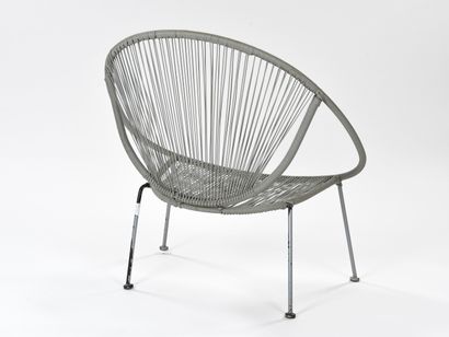null TRAVAIL FRANÇAIS 

Paire de fauteuils à structure en métal laqué gris formant...
