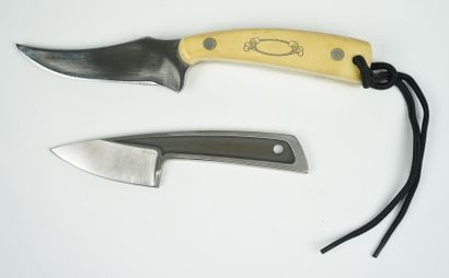  Un lot de deux couteaux droits 
 
Un couteau de marque SCHRADE scrimshaw, manche...