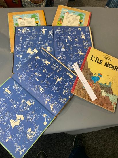 null Hergé. Tintin. 5 albums anciens dos ronds.