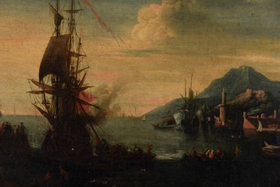 null Attribué à Adriaen VAN DER KABEL (1631-1705)

Vue d'un port au Levant

Huile...