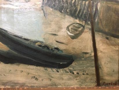  Alexandre Sascha GARBELL (1903-1970) 
Vue de port à marée basse 
Huile sur toile...