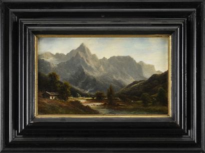 Ecole Suisse 19ème 
Deux paysages de montagnes 
Huile sur panneau 
15 x 25 cm