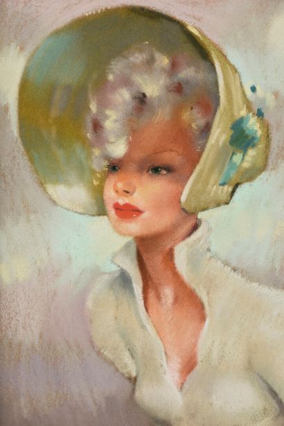 null Guy SERRADOUR (1922-2007)

La jolie blonde au chapeau

Pastel sur papier

Signé...