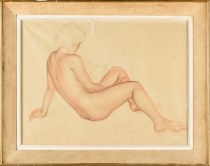  Ferdinand MAJOREL 1886-1962 
Esquisse de nu 
Pastel sur papier 
44.5 x 59 cm