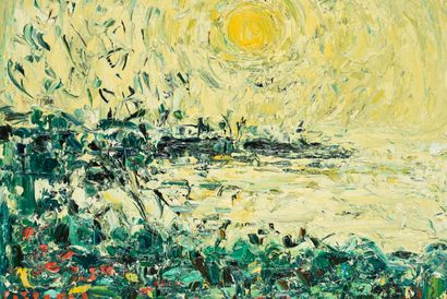  André COTTAVOZ (1922-2012) 
Coucher de soleil 
Huile sur panneau, 
signée 
39 x...
