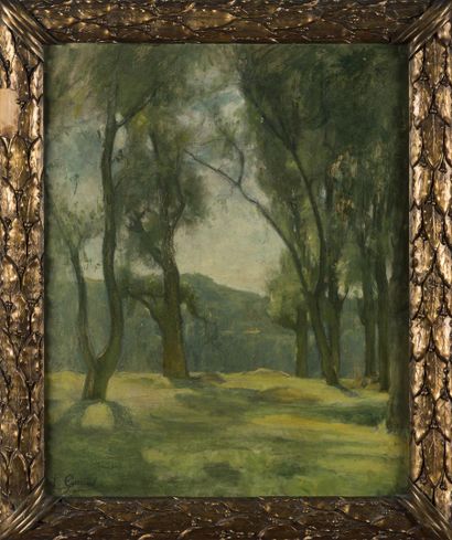  Léon GARRAUD (1877 - 1961) 
Paysage 
huile sur carton 
Signée 
53 x 44 cm