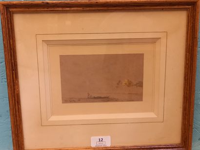  Vue du Nil 
Aquarelle sur papier 
Signée en bas à gauche (illisible) et datée 1840,...
