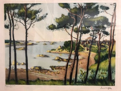  Lucien SEEVAGEN 
L'ile de Bréhat 
Lithographie 
Epreuve d'artiste 
31 x 41 cm