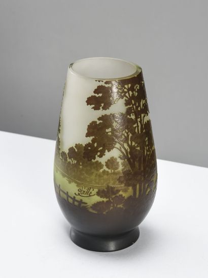 null Etablissements GALLE

Vase en verre double de forme ovoïde à court talon évasé...