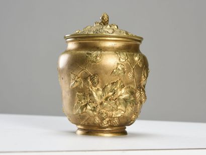 null CASSONNET (XIX-XX ème)

Pot couvert en bronze doré à décor de feuilles et de...