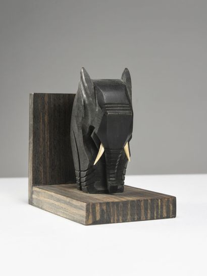 null ART DECO WORK

Pair of bookends in macassar veneer with stylized elephant decoration...
