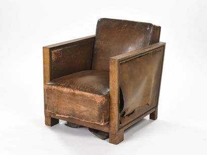 ART DECO WORK 
Club armchair with dark stained...