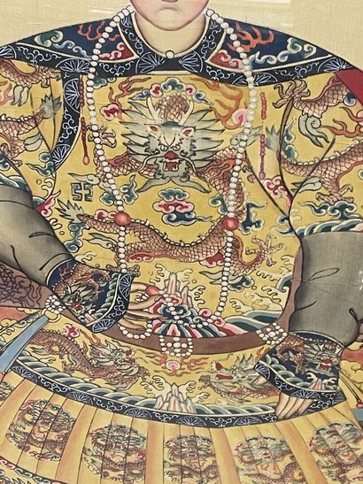 null Chine, Empereur sur son trône

Peinture sur toile

Kien long?

20eme siècle

136...