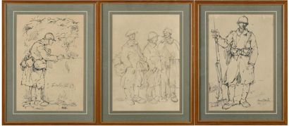 null Bernard NAUDIN (1876-1946)

Trois dessins à l'encre et au crayon.

40 x 28 ...