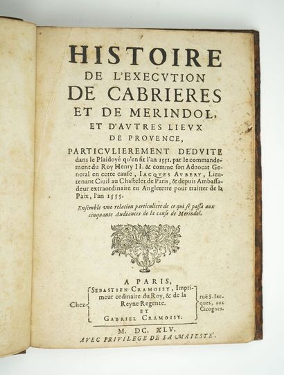 null [Vaudois] AUBERY (Jacques) : Histoire de l'exécution de Cabrieres et de Merindol,...