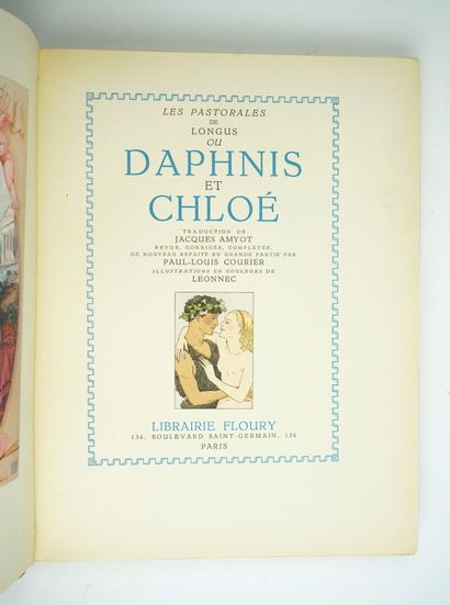 null LONGUS : Les pastorales ou Daphnis et Chloé. Traduction de Jacques Amyot revue...