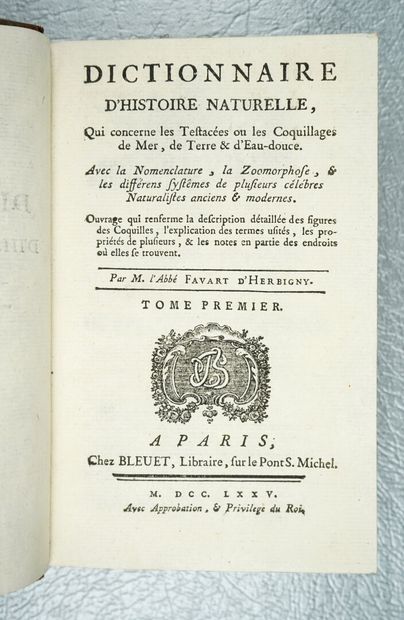 null FAVART d'HERBIGNY (Abbé Christophe-Elisabeth de) : Dictionnaire d'Histoire Naturelle,...