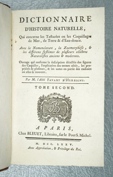 null FAVART d'HERBIGNY (Abbé Christophe-Elisabeth de) : Dictionnaire d'Histoire Naturelle,...