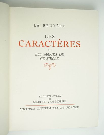null LA BRUYÈRE : Les Caractères. Illustrations de Maurice VAN MOPPES. Paris, Éditions...