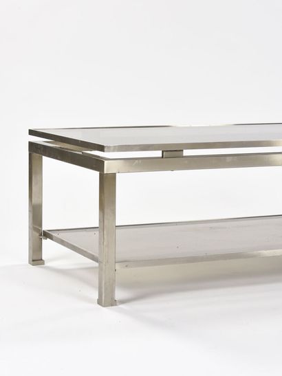 null Guy LEFEVRE (1933-2018)

Table basse en métal brossé à double niveaux à plateaux...